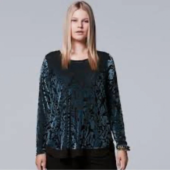 Simply Vera Vera Wang Burnout top - Picture 1 of 10